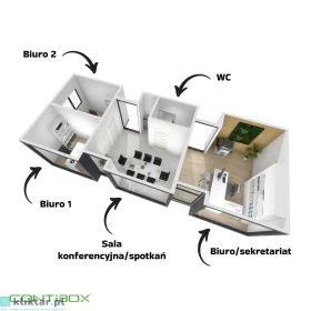 Kontener biurowy, nowoczesny 46,5m2 - całoroczny, RAMA, płyty PIR