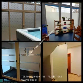 Folie matowe mrożone paski- Usługa oklejania szyb Warszawa -Folie matowe dekoracyjne pasy- Oklejanie Warszawa i okolice -wymiana starej folii na nową