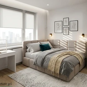 180x200 Łóżko tapicerowane narożne bufiaste , pojemnik