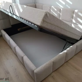 180x200 Łóżko tapicerowane narożne bufiaste , pojemnik