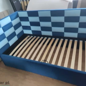 Łózko tapicerowane, narożne, biszkopty, schowek, producent 140x200
