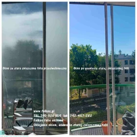 Usługa usuwania folii z szyb, okien ,witryn Warszawa - Zrywanie folii naklejek, usuwanie kleju, mycie szyb Warszawa - USŁUGA 