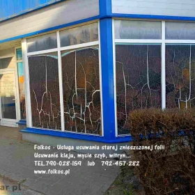 Usługa usuwania folii z szyb, okien ,witryn Warszawa - Zrywanie folii naklejek, usuwanie kleju, mycie szyb Warszawa - USŁUGA 