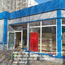 Usługa usuwania folii z szyb, okien ,witryn Warszawa - Zrywanie folii naklejek, usuwanie kleju, mycie szyb Warszawa - USŁUGA 