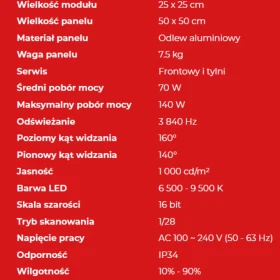 Wynajem ekran LED wewnętrzny P2 i P3, dowolny wymiar