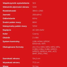 Wynajem Telewizorów 75 i 55 cali na statywach