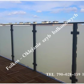 Oklejanie balkonów i szklanych balustrad balkonowych- folie, okleiny matowe na balkony, folie prywatyzujące n a BALKON Warszawa i okolice 