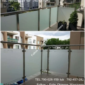 Folie matowe na szklane balkony- oklejamy szyby balkonowe folią matową- Folia matowa na BALKON Warszawa -Usługa oklejania szyb