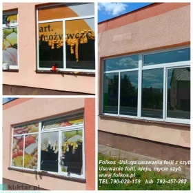 Usługa zrywania folii z witryn- usuwanie folii z szyb , okien, drzwi- demontaż starej zniszczonej folii, napisów, usuwanie kleju, mycie szyb Warszawa