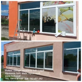 Usługa zrywania folii z witryn- usuwanie folii z szyb , okien, drzwi- demontaż starej zniszczonej folii, napisów, usuwanie kleju, mycie szyb Warszawa