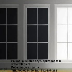 Folia 100% zaciemniająca - Folia nie przepuszczająca światła -Folia matowa dwukolorowa ( czarna od strony kleju, biała od strony właściwej ) Folkos