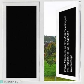 Folia 100% zaciemniająca - Folia nie przepuszczająca światła -Folia matowa dwukolorowa ( czarna od strony kleju, biała od strony właściwej ) Folkos