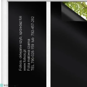 Folia 100% zaciemniająca - Folia nie przepuszczająca światła -Folia matowa dwukolorowa ( czarna od strony kleju, biała od strony właściwej ) Folkos