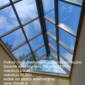 Folie przeciwsłoneczne na świetliki dachowe - folie zewnetrzne na okna, drzwi witryny...Usługa oklejania Warszawa i okolice Folkos folie przeciwsłonec