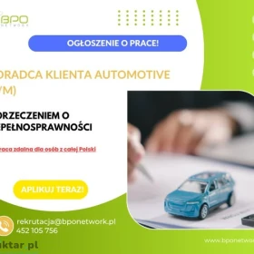 Doradca Klienta Automotive (K/M) – praca zdalna dla osób z orzeczeniem o niepełnosprawności (cała Polska)
