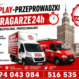 Przeprowadzki FAIRPLAY Transport Tragarze Wnoszenie Znoszenie 24/7 Meble AGD Gabaryty Sejfy Kotły Wanny Spieki Gres worki kartony motory Wywóz mebli