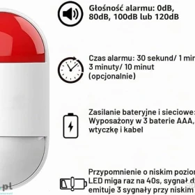 ⭐⭐⭐Montaż Alarmu Syreny Zewnętcznej z Świetlną Lampą Błyskową,Mocy 120dB