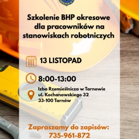 Szkolenie okresowe BHP robotnicze 