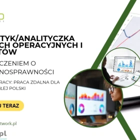 Analityk/Analityczka danych operacyjnych i kosztów – praca zdalna dla osób z orzeczeniem o niepełnosprawności z całej Polski